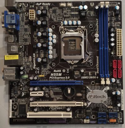 Лот: 20425174. Фото: 1. Asrock H55M неисправна , С РублЯ... Материнские платы