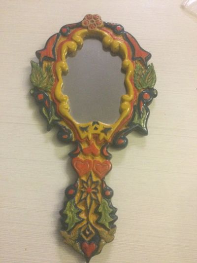 Лот: 18416701. Фото: 1. Зеркало дамское с ручкой деревянное... Предметы интерьера и быта