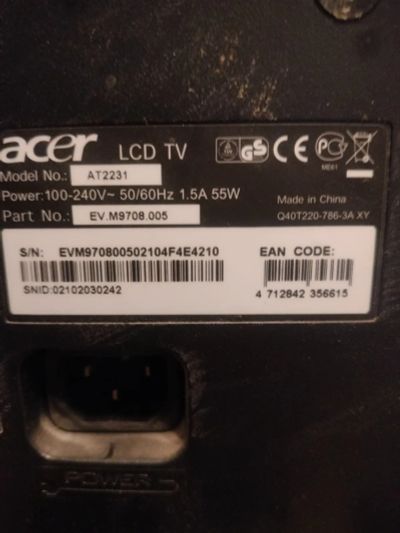 Лот: 25742310. Фото: 1. Телевизор acer. Телевизоры