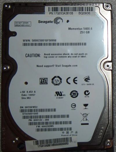 Лот: 4416047. Фото: 1. Seagete 250 Gb 5400 RPM для ноутбука. Жёсткие диски (HDD)