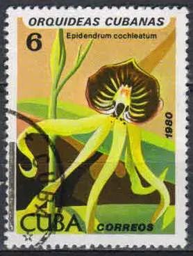 Лот: 21546533. Фото: 1. 1980. Куба. Орхидеи. н.с. № 2483. Марки