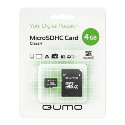 Лот: 11759645. Фото: 1. MicroSD 4 Gb Qumo +SD адаптер. Карты памяти