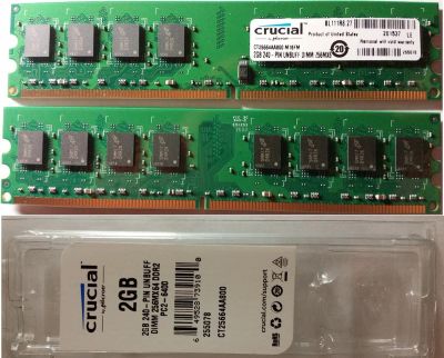 Лот: 10971868. Фото: 1. Память Crucial DDR2-800 4GB (две... Оперативная память