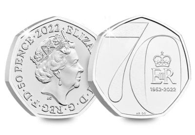 Лот: 17815659. Фото: 1. Новинка - BUNC 50 пенсов 70 лет... Великобритания и острова