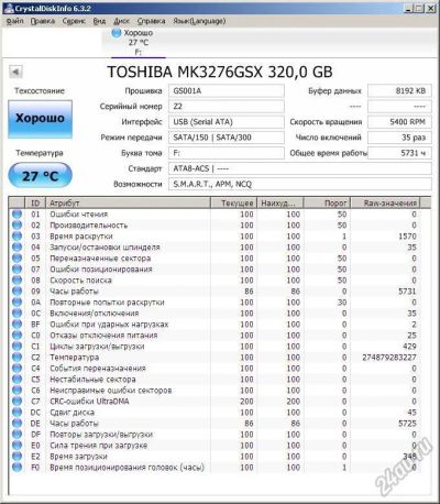 Лот: 6974554. Фото: 1. HDD SATA2 2,5" 320 Gb Toshiba... Жёсткие диски