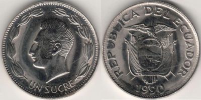 Лот: 5224299. Фото: 1. 1 сукре Эквадор 1990г. Америка