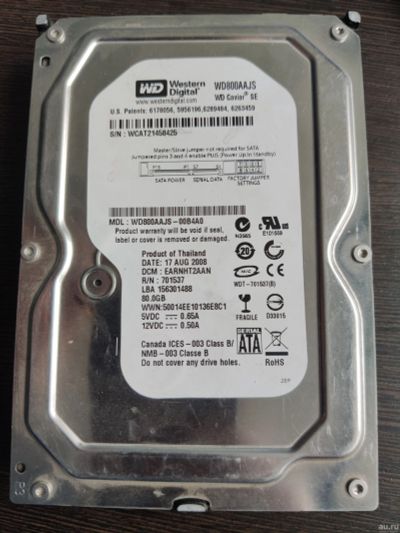 Лот: 18064169. Фото: 1. HDD WD 80Gb (Жёсткий диск, винчестер... Жёсткие диски