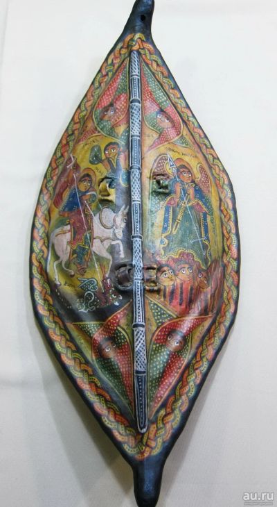 Лот: 17452361. Фото: 1. Аутентичный эфиопский щит с библейскими... Аксессуары