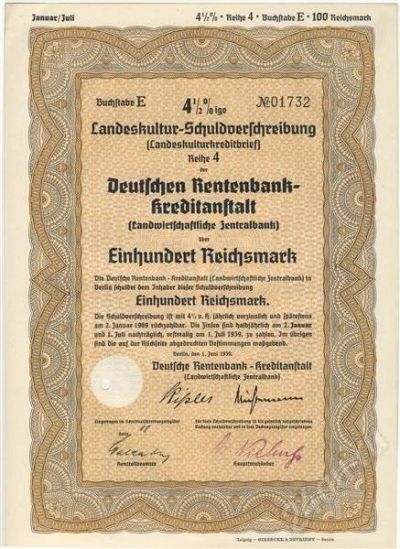 Лот: 349827. Фото: 1. Германия. 3-й Рейх. Облигация... Германия и Австрия