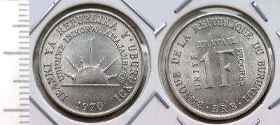 Лот: 8272744. Фото: 1. Бурунди. 1 франк 1970 №18106. Африка