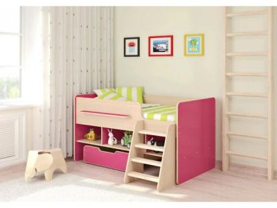 Лот: 3306438. Фото: 1. Детская кровать Л-6. Цвет: розовый... Детские кровати и кроватки