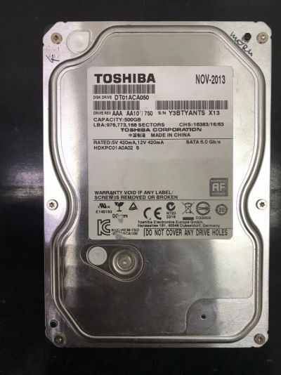 Лот: 10463574. Фото: 1. 500GB Toshiba DT01ACA050 б/у... Жёсткие диски