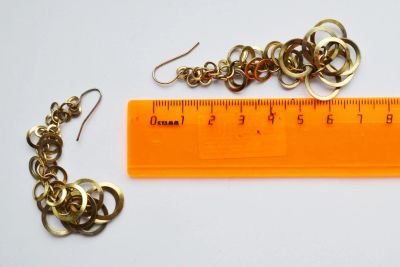 Лот: 5858696. Фото: 1. Серьги из мелких колечек. Серьги, каффы