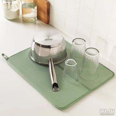 Лот: 18566303. Фото: 1. Коврик для сушки посуды, зеленый... Другое (посуда, кухонная утварь)