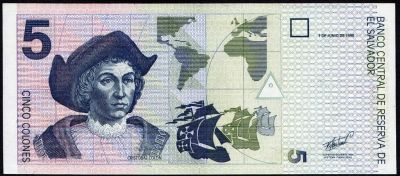 Лот: 5130639. Фото: 1. Сальвадор.5 колон 1998 г. Редкая... Америка