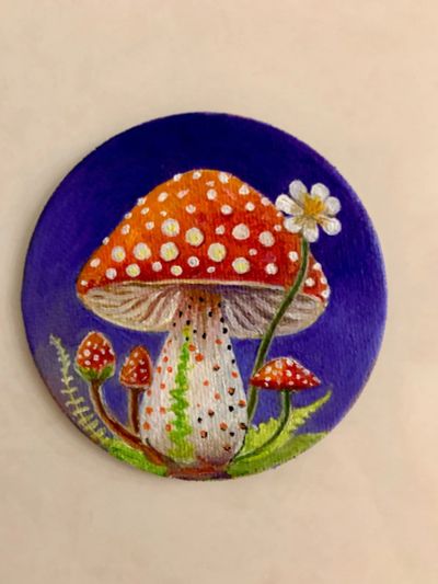 Лот: 25059416. Фото: 1. Картина маслом на холсте-магнитик... Картины, рисунки