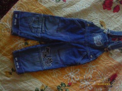 Лот: 1953991. Фото: 1. полукомбез джинсовый. Брюки, шорты, джинсы