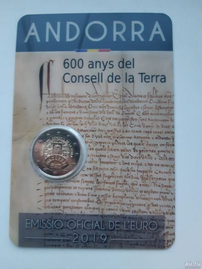 Лот: 15313453. Фото: 1. Андорра 2 евро 2019 " 600 лет... Европа