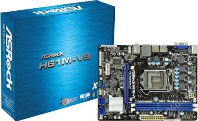Лот: 1499665. Фото: 1. материнская плата ASRock H61M-VS... Материнские платы
