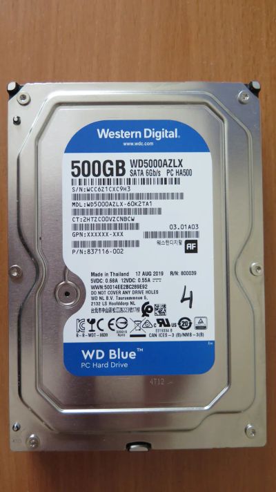 Лот: 21339604. Фото: 1. Жесткий диск WD Blue 500Gb (WD5000AZLX... Жёсткие диски (HDD)
