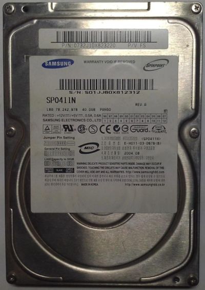 Лот: 3815798. Фото: 1. HDD / Samsung / Model: SP0411N... Жёсткие диски (HDD)