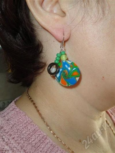 Лот: 366929. Фото: 1. Изделия из полимерной глины,серьги... Серьги, каффы