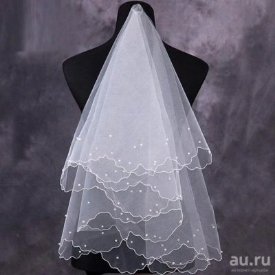 Лот: 9290137. Фото: 1. фата 1,5м с бусинами, новая. Фаты, вуали, шляпки