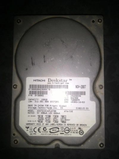 Лот: 8998059. Фото: 1. Hitachi Deskstar 7K160 HDS721616PLAT80. Жёсткие диски (HDD)