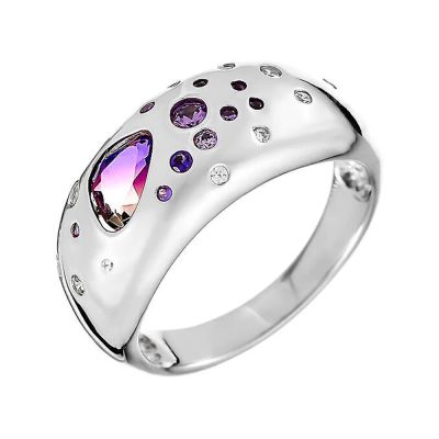 Лот: 23803545. Фото: 1. Серебряное кольцо с ситаллом и... Кольца, перстни