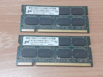 Лот: 21600270. Фото: 1. Память SO-DDR2 2x 2GB Micron... Оперативная память