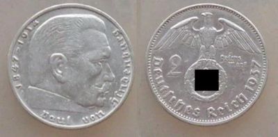 Лот: 5394496. Фото: 1. 2 марки 1937г.Гинденбург А. Германия и Австрия