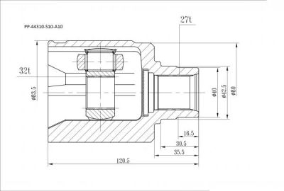 Лот: 3063239. Фото: 1. Шрус внутренний, Honda LH CR-V... Трансмиссия