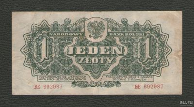 Лот: 16344156. Фото: 1. 1 злотый 1944 года. Польша (серия... Европа