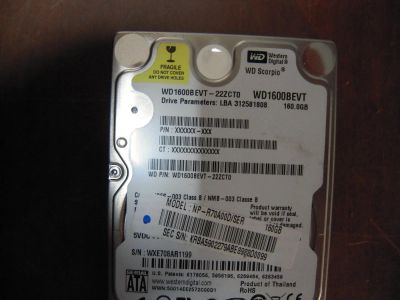 Лот: 8716270. Фото: 1. HDD 2.5" SATA для ноутбука. 160GB... Жёсткие диски (HDD)