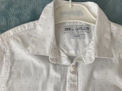Лот: 17436871. Фото: 1. Рубашка белая Zara (128 см). Рубашки, блузки, водолазки