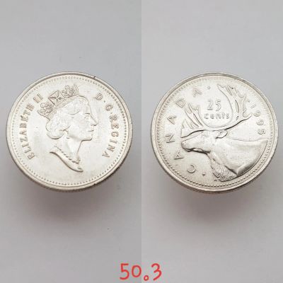 Лот: 15638452. Фото: 1. монета Канада 25 центов, 1995г... Америка