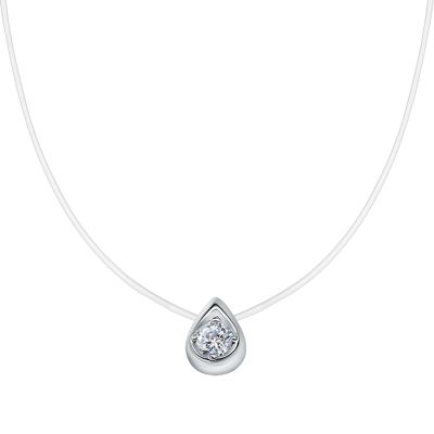 Лот: 23857333. Фото: 1. Серебряное колье на леске с фианитом. Цепочки