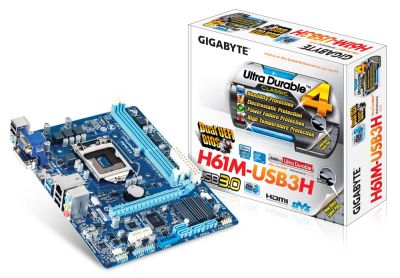 Лот: 10340665. Фото: 1. Мат плата Gigabyte H61M-USB3H. Материнские платы