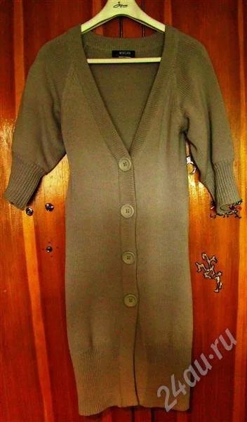 Лот: 312886. Фото: 1. Кардиган длинный серый трикотажный... Свитеры, толстовки, худи