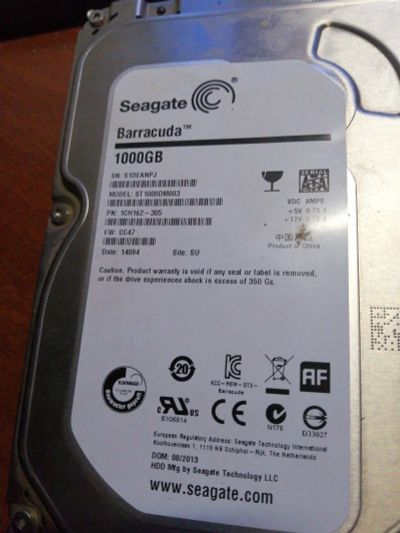Лот: 14765342. Фото: 1. Hdd sata 1tb seagate. Жёсткие диски (HDD)