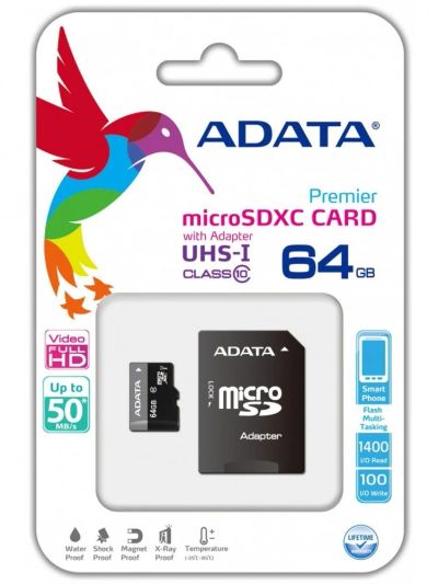 Лот: 13339715. Фото: 1. Карта памяти MicroSD 64GB A-Data... Карты памяти