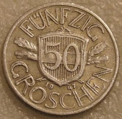 Лот: 11240801. Фото: 1. 50 грошен 1947 Австрия. Европа