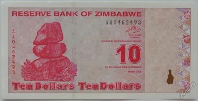Лот: 5559715. Фото: 1. R Зимбабве 10 долларов 2009, UNC. Африка