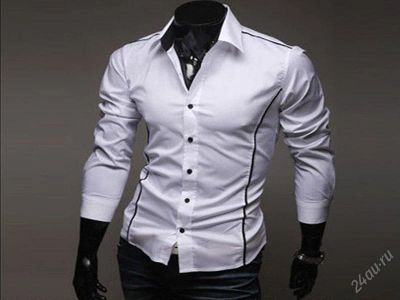 Лот: 15493334. Фото: 1. Рубашка Slim Fit цвет белый с... Рубашки
