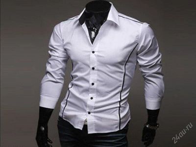 Лот: 15493334. Фото: 1. Рубашка Slim Fit цвет белый с... Рубашки, водолазки