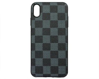 Лот: 20888218. Фото: 1. Чехол iPhone XS Max Экокожа (клетка-серый... Чехлы, бамперы