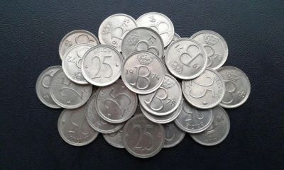Лот: 7695064. Фото: 1. 25 монет Бельгии ( 25с ) - Одним... Европа