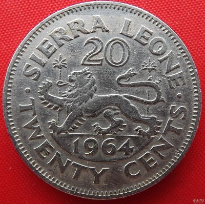 Лот: 3914330. Фото: 1. (№3325/LF) 20 центов 1964 (Сьерра-Леоне... Африка