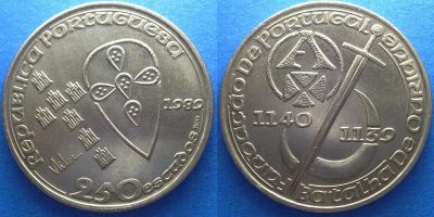 Лот: 15929249. Фото: 1. Португалия 250 эскудо 1989 юбилейная... Европа
