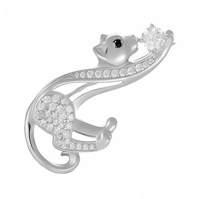Лот: 23839856. Фото: 1. Брошь из серебра с фианитами SWAROVSKI... Броши
